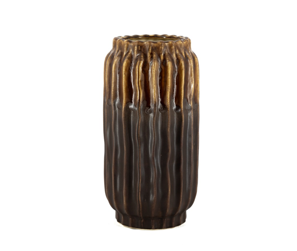 Aardewerk vaas Twist S bruin