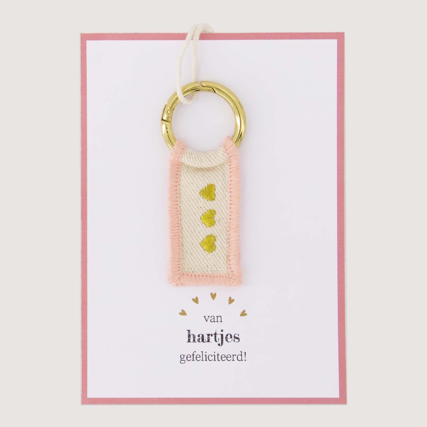 Ansichtkaart Sleutelhanger Van Hartjes Gefeliciteerd