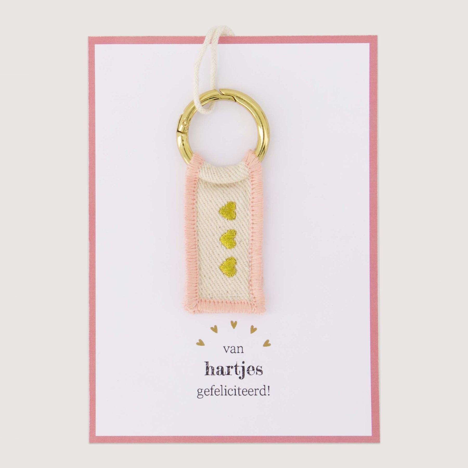 Ansichtkaart Sleutelhanger Van Hartjes Gefeliciteerd