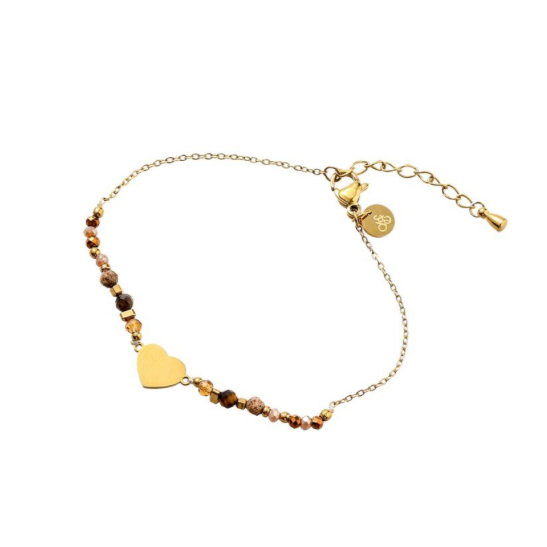 Armband Flat Heart Brown B56335-2