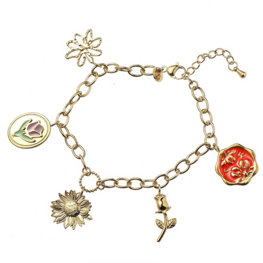 Armband Flower Charms B5354-2