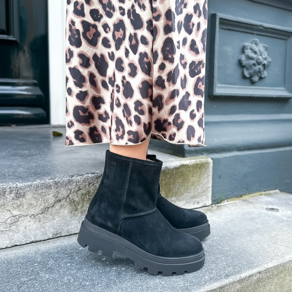 Bikerboots Oslo Suede Zwart