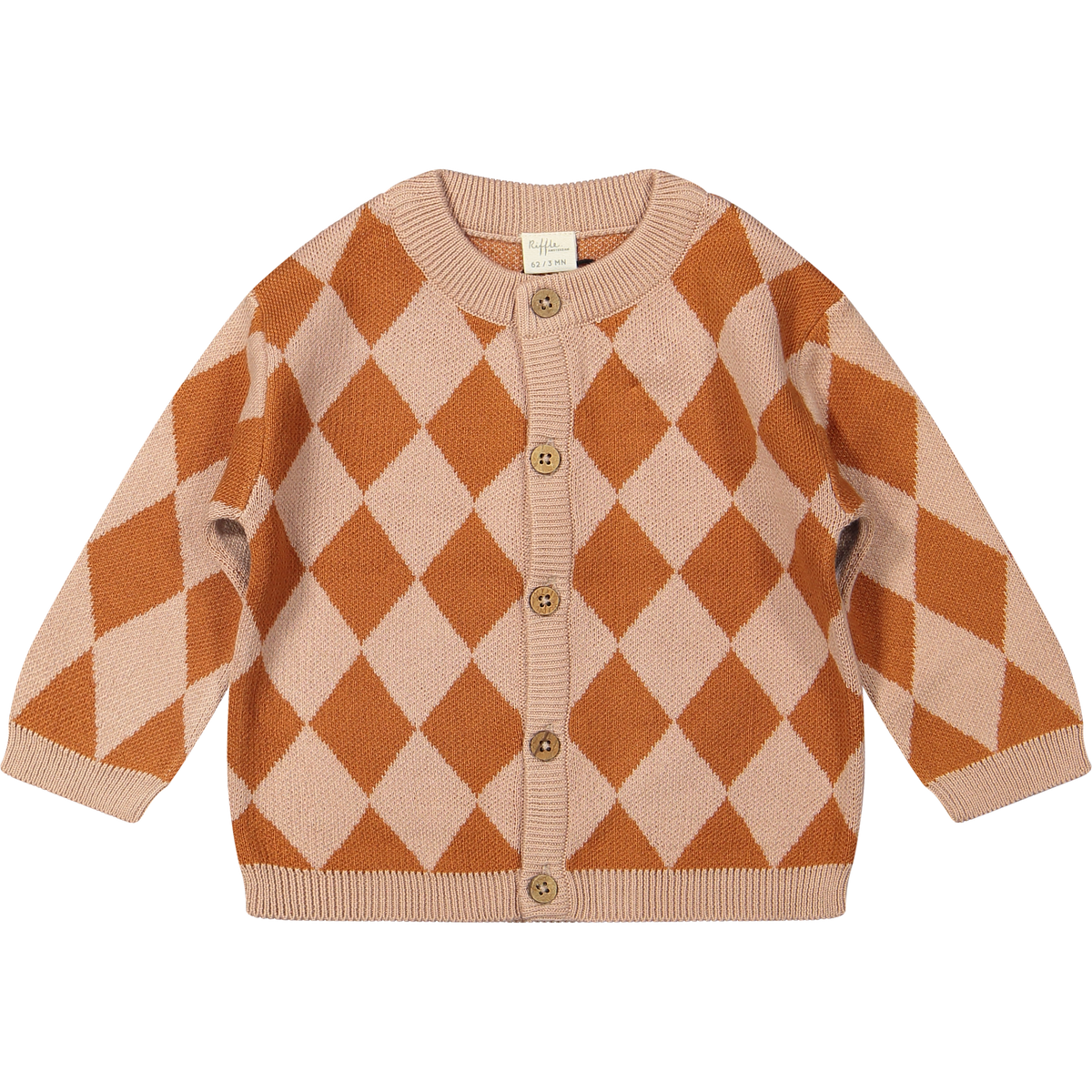 Cardigan Nero Diamond Knit Sirocco Leather Brown