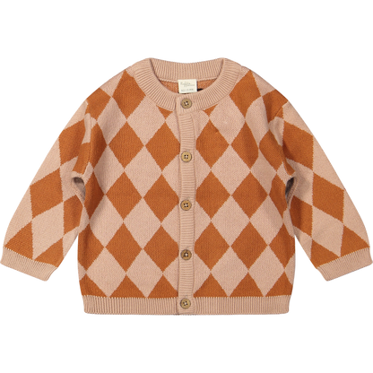 Cardigan Nero Diamond Knit Sirocco Leather Brown