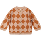 Cardigan Nero Diamond Knit Sirocco Leather Brown