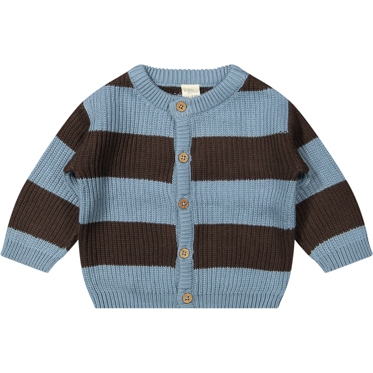 Cardigan Nero Knit Stripe Ashley Blue Chocolate Brown