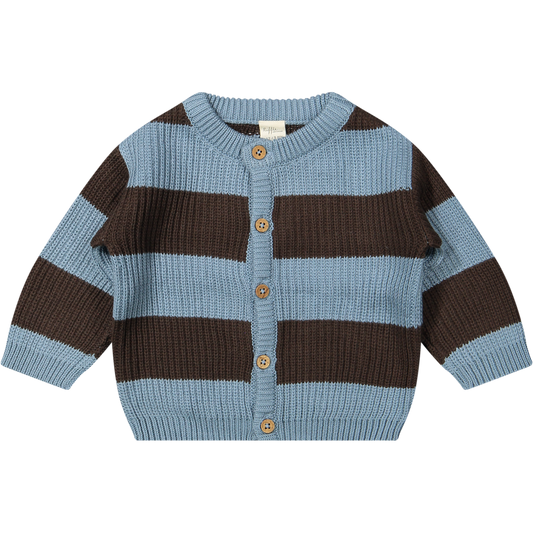 Cardigan Nero Knit Stripe Ashley Blue Chocolate Brown