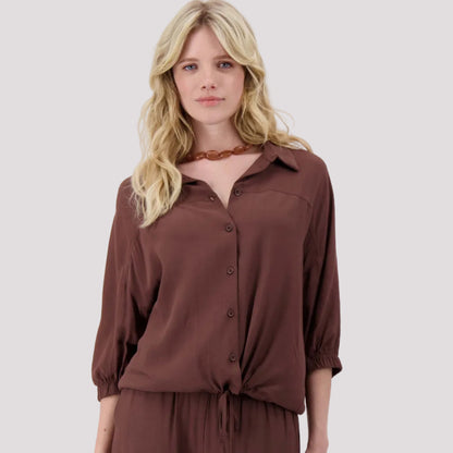 Crepe marocain blouse bruin