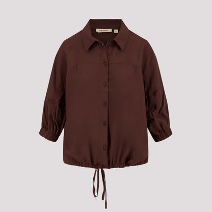 Crepe marocain blouse bruin