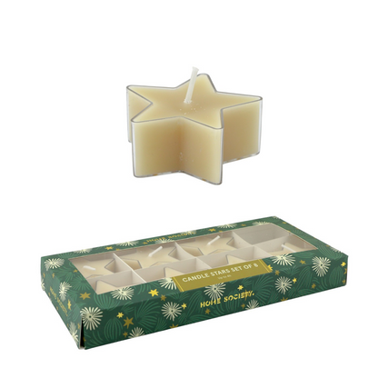 Deco kaars Stars Beige Set van 8