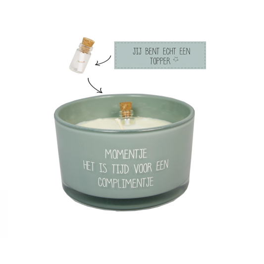 Flessenpost kaars | Tijd voor een complimentje 