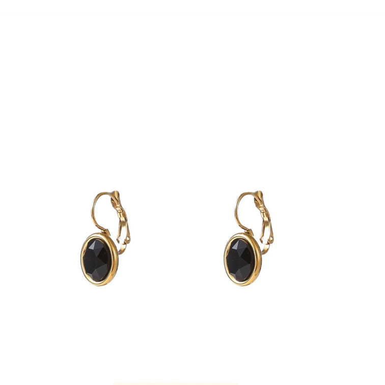 French Hook Oval Black E56377-2