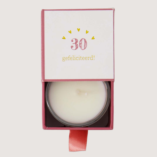 Geurkaars 30 Gefeliciteerd Wit Roze Goud