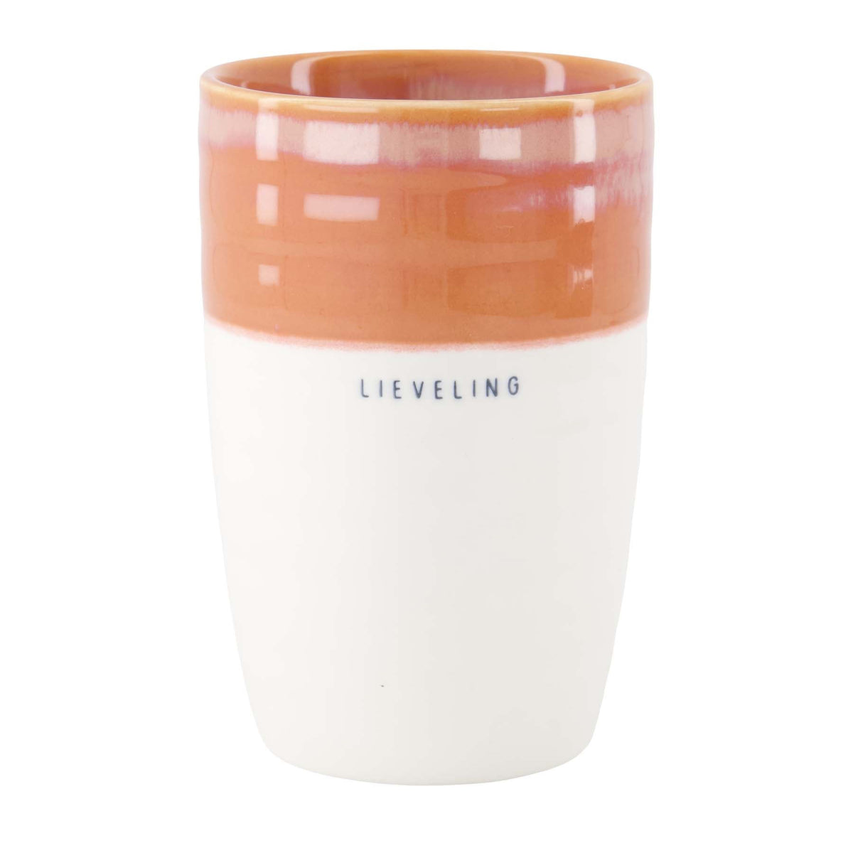 Grote Mok Lieveling Wit Donkerroze 470 ml