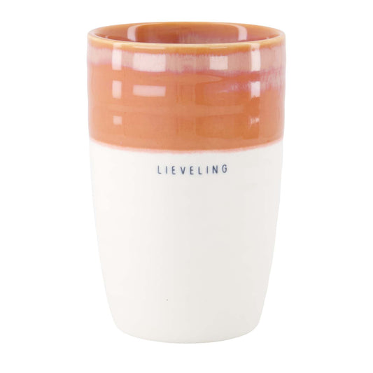 Grote Mok Lieveling Wit Donkerroze 470 ml