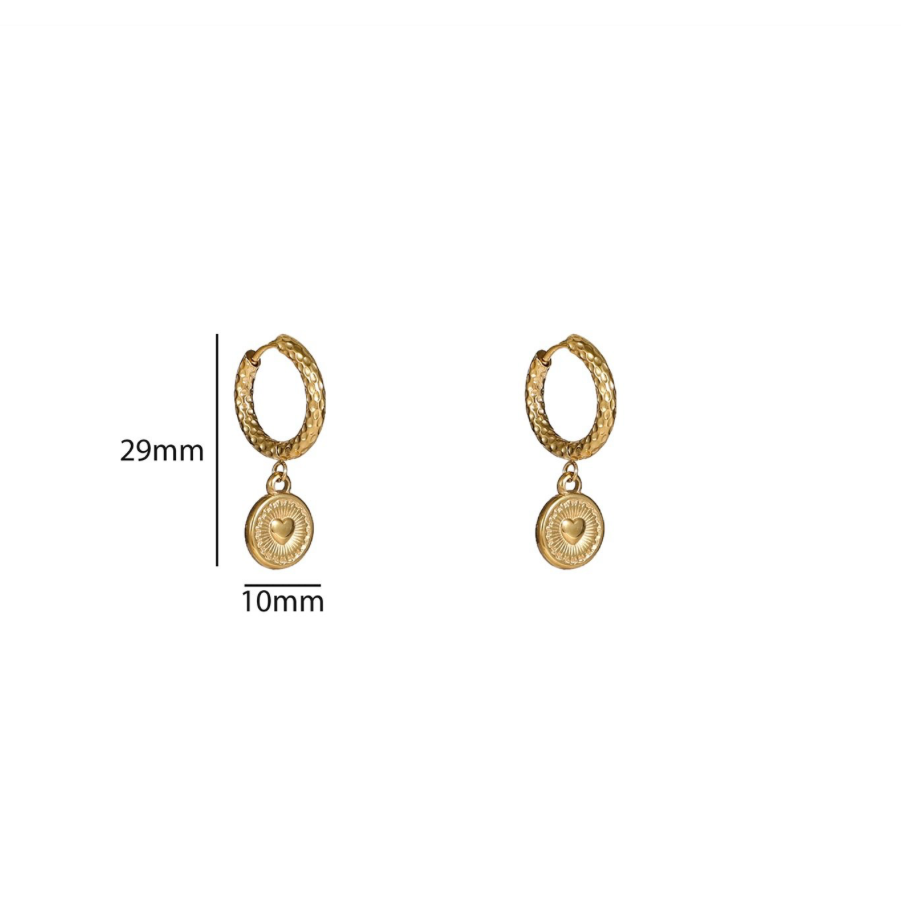 Heart Coin Hoop E56109-2