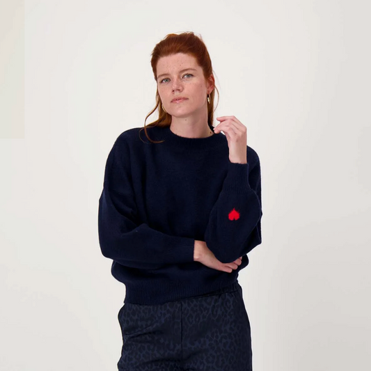 Trui Met Hartje Detail - Navy