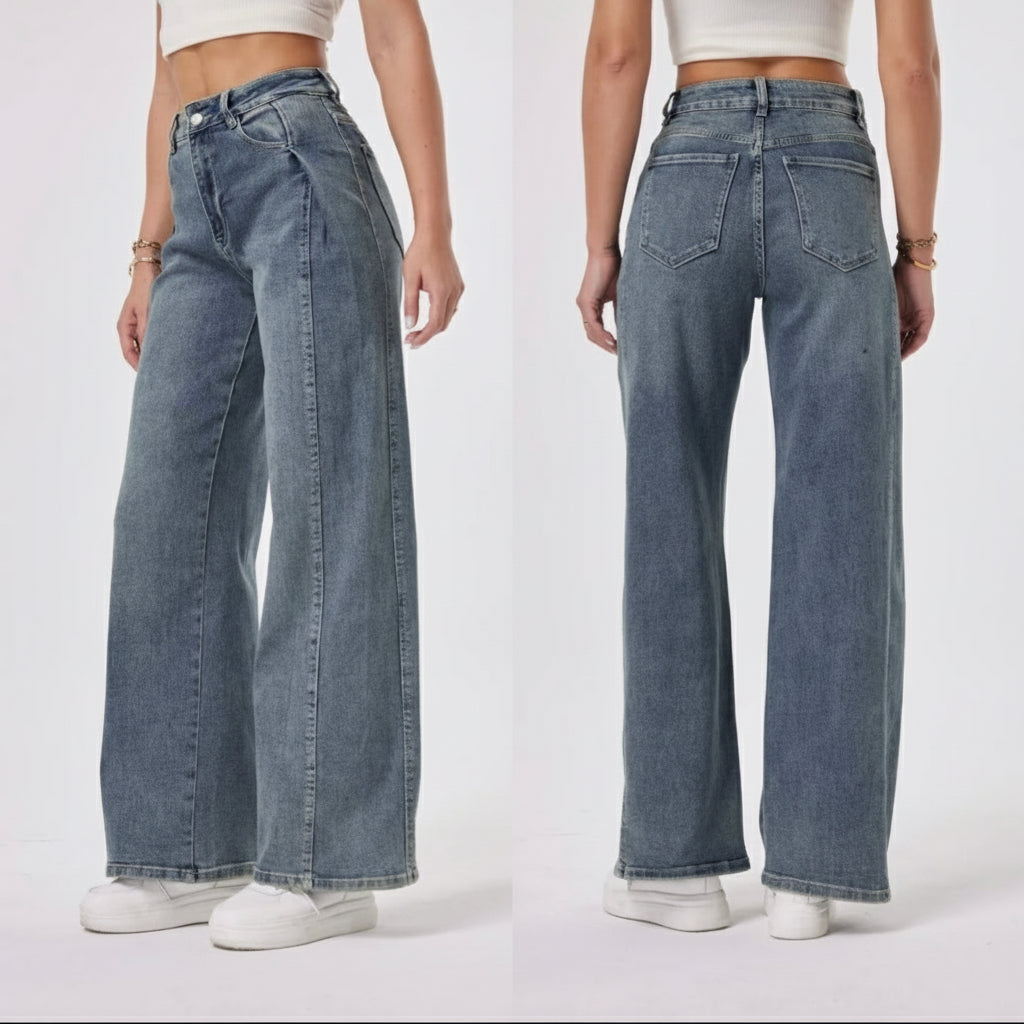 Skyline Wide Jeans Vintage Blue High Waist T336-50