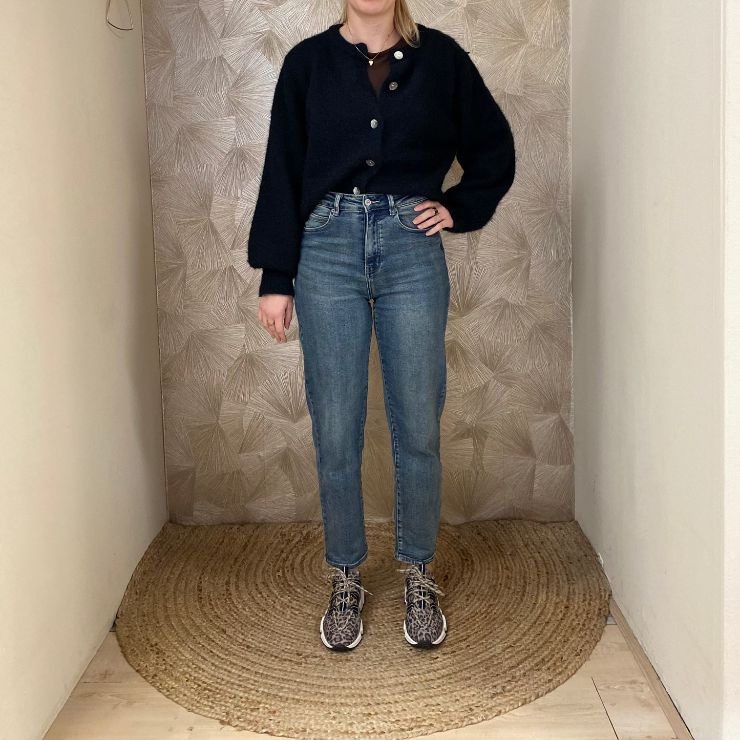 Retro Mom Jeans Vintage Blue High Waist Y3307-1-150