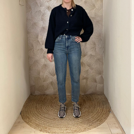 Retro Mom Jeans Vintage Blue High Waist Y3307-1-150