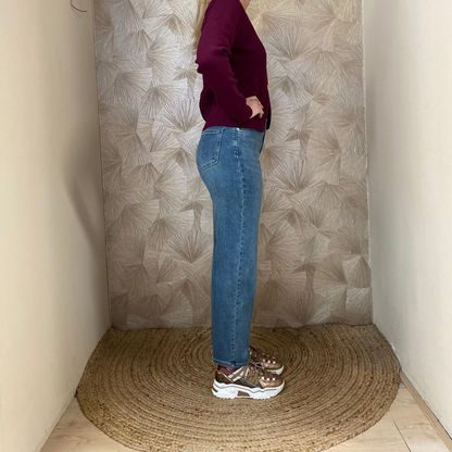 Retro mom jeans High waist Wassed Blue Y3307-2-350