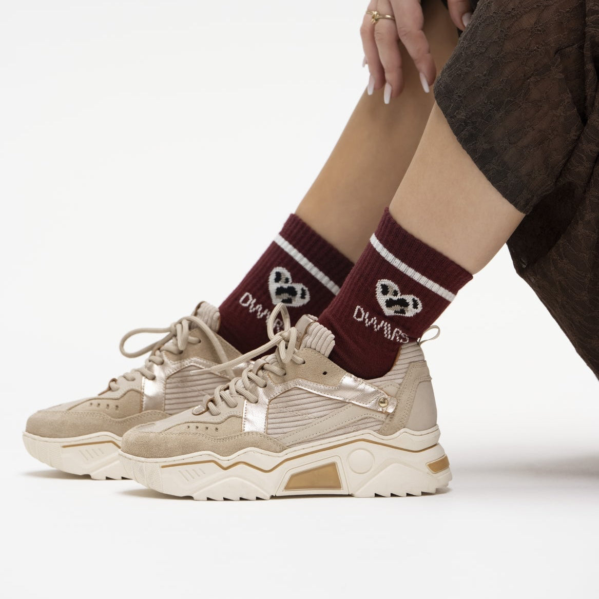 DWRS Sneaker | Pluto met corduroy details | Beige-Stone