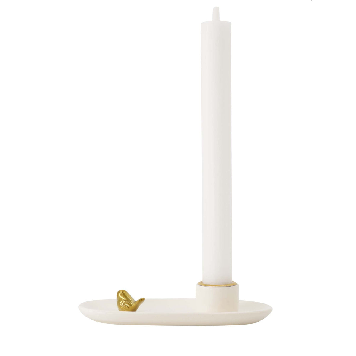 Kandelaar Vogeltje Wit-Goud