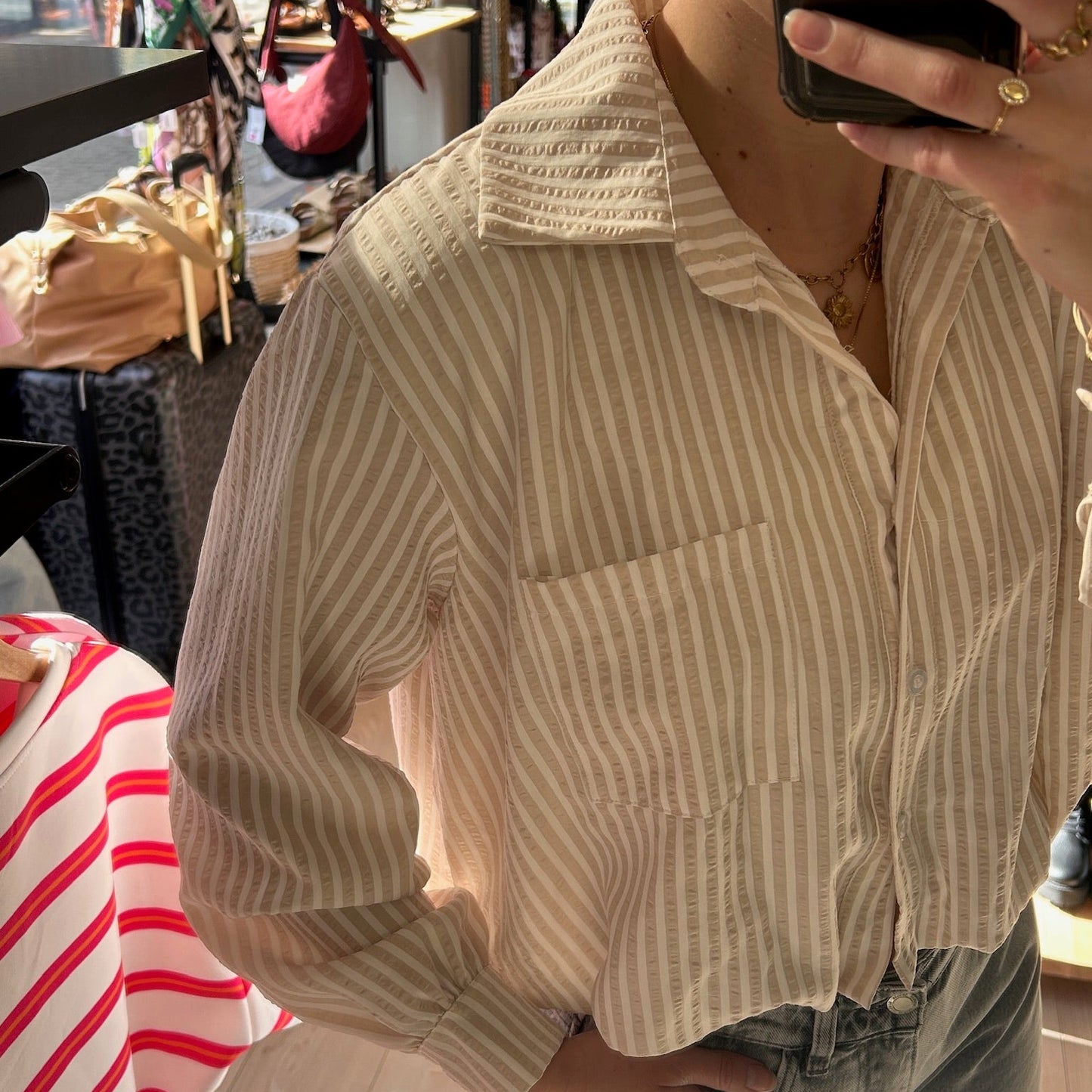Kelly Cropped Blouse Beige 