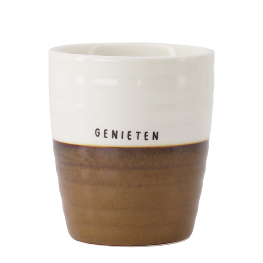 Koffiemok Genieten | Wit-Bruin