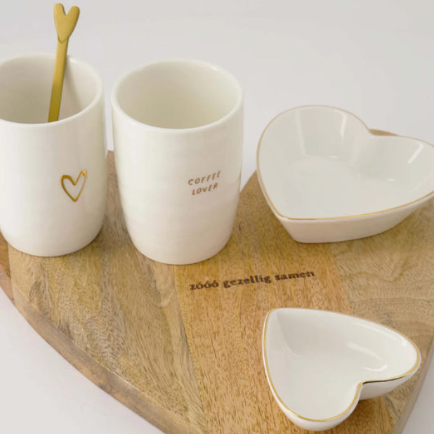 Koffiemok Open Hartje Wit Goud
