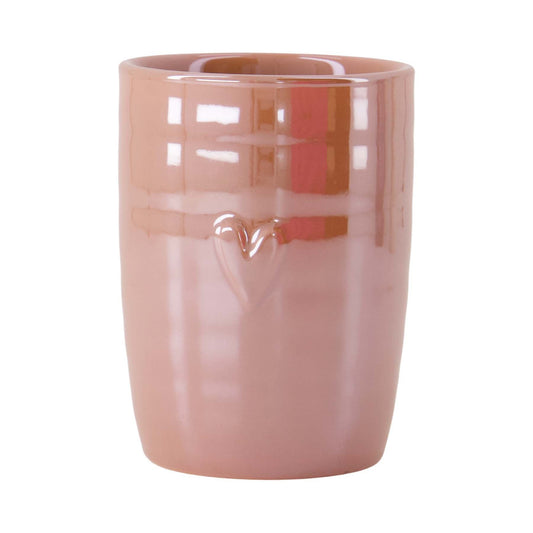 Koffiemok Parelmoer roze Hartje