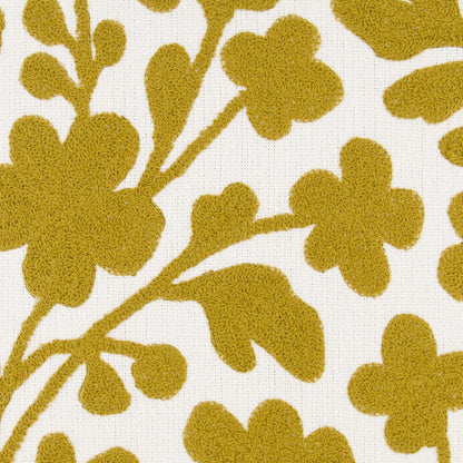 Kussen Bloemen Embroidery 45 x 45 cm Wit Oker