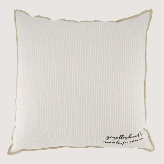 Kussen Gezelligheid 45 x 45 cm Ecru