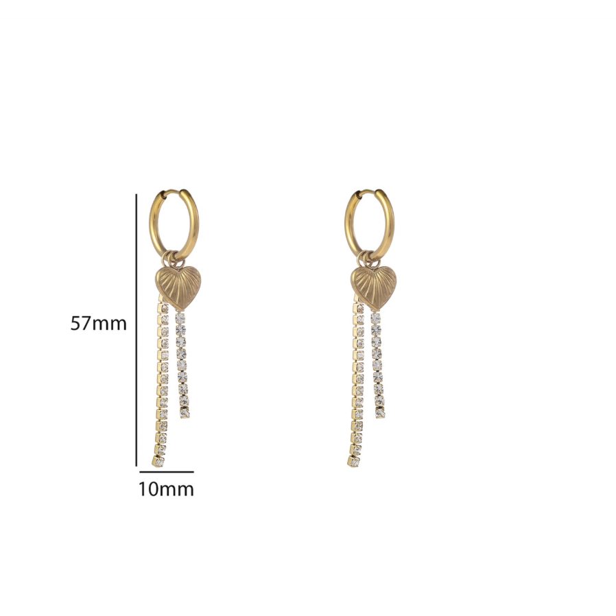 Long Sparkle Heart Hoop E56128-2