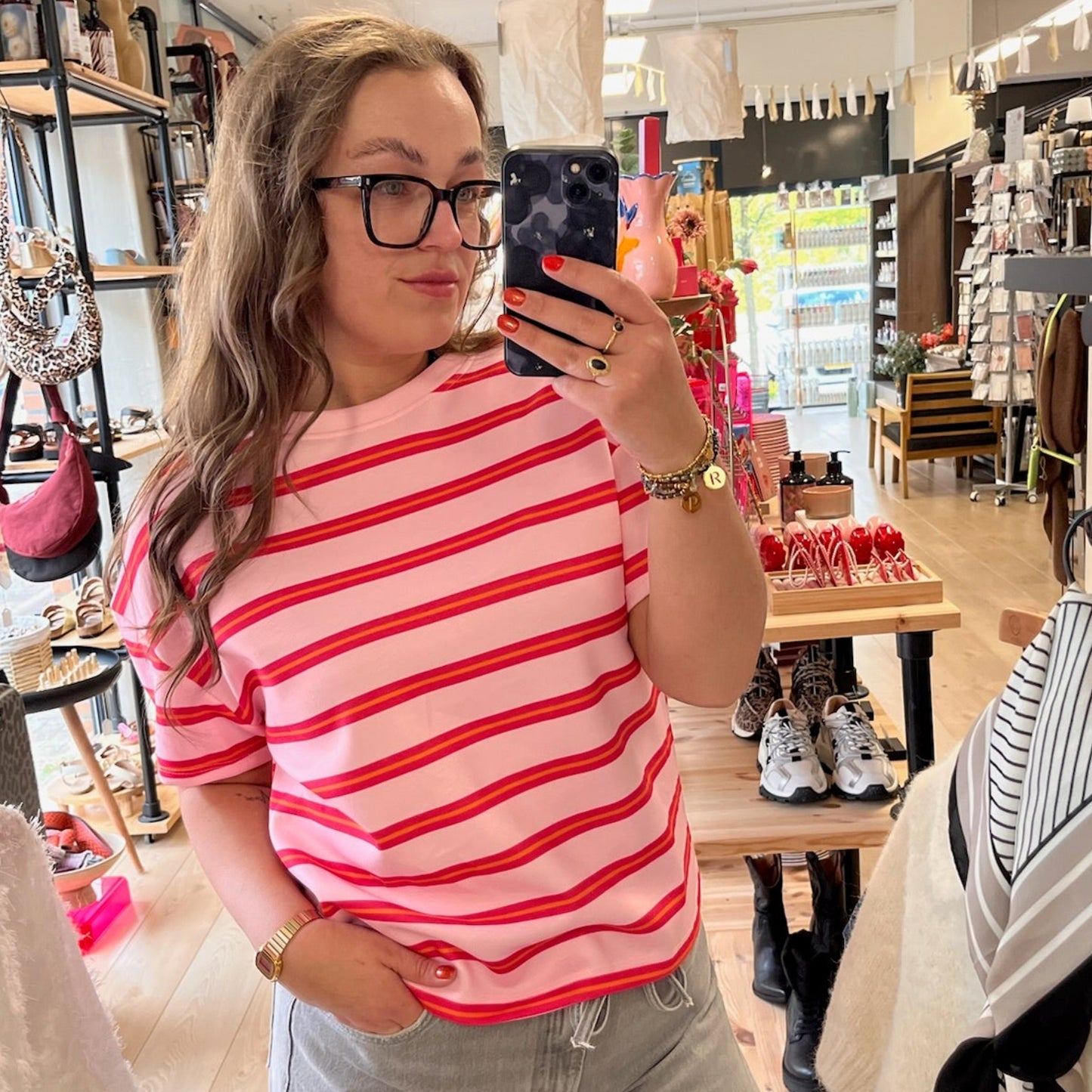 Maud Stripe shirt Roze