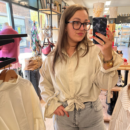 Milou Cropped tie blouse Taupe
