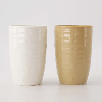 Mok large wit/beige Hartjes