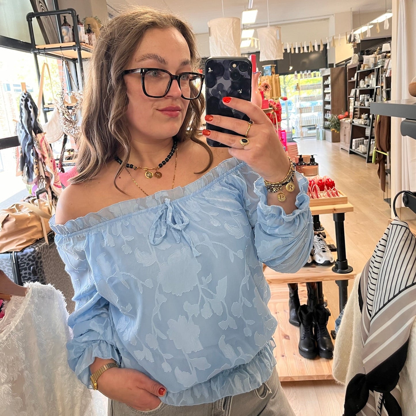 Naomi Off shoulder Sky blue