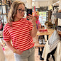 Noor Stripe shirt Red pink