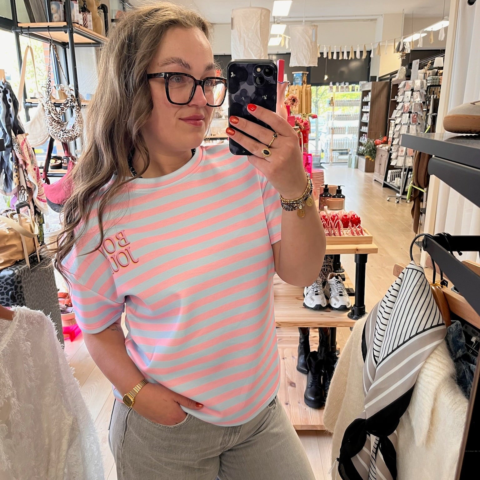 Noor Stripe shirt light pink