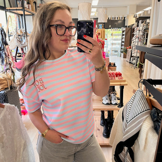 Noor | Stripe shirt | light pink | light blue