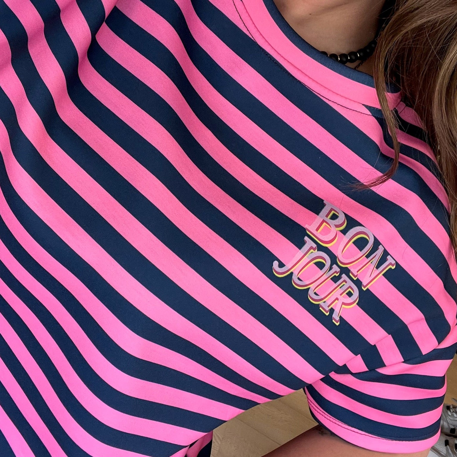 Noor Stripe shirt navy pink