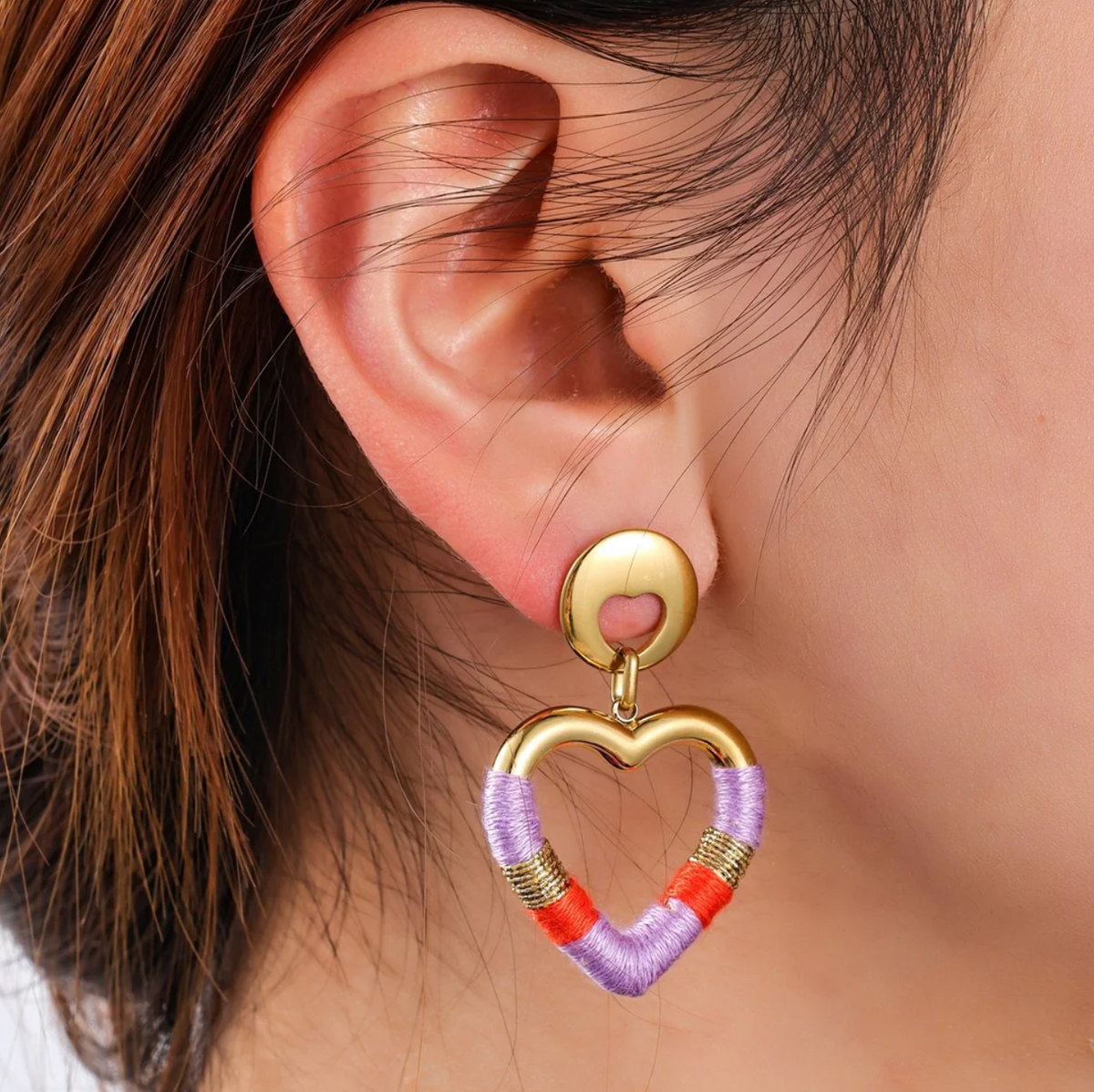 Oorbel Chunky Double Heart E4253-2