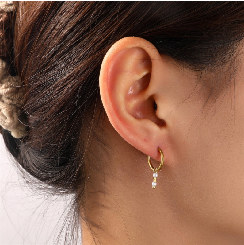 Pearl Dangle Hoop E56099-2