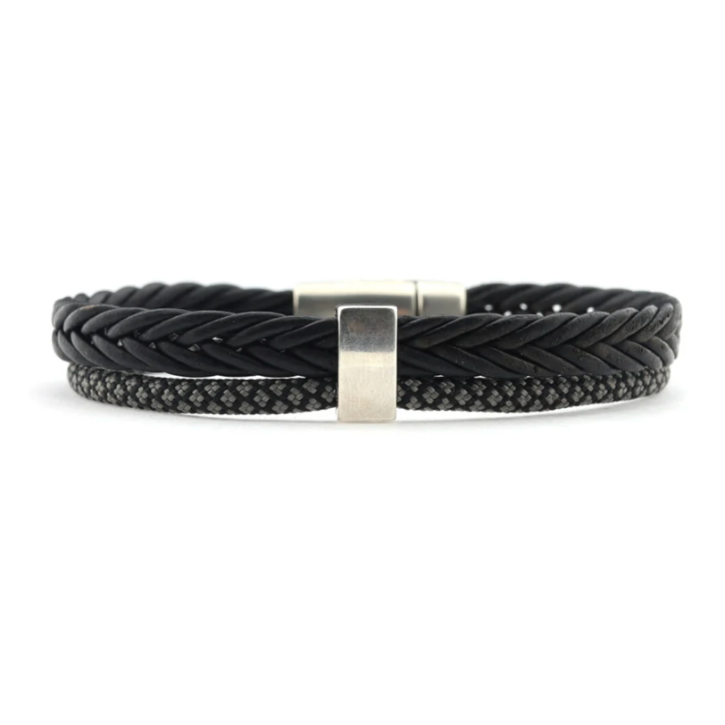 Qoss Heren armband Jack Leer Zwart