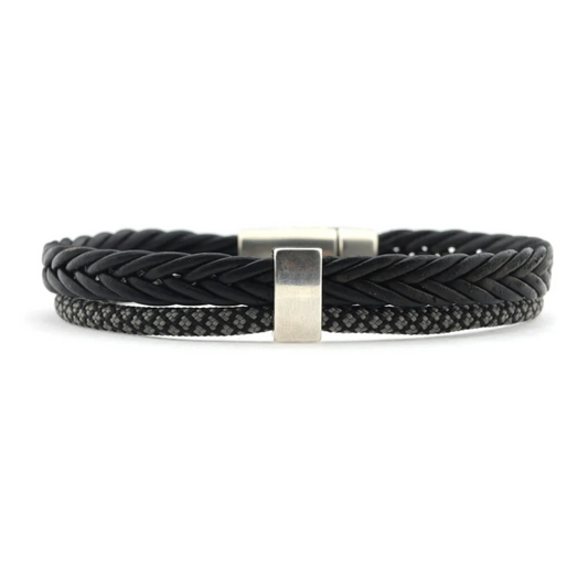 Qoss Heren armband Jack Leer Zwart