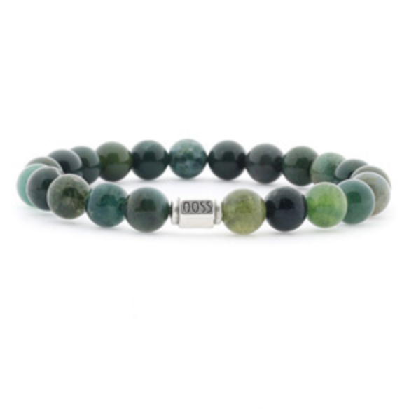 Qoss Heren armband Job Moss agate