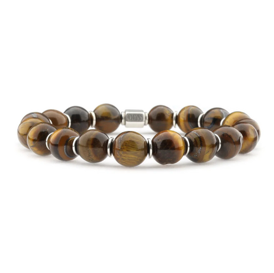 Qoss Heren armband ONNO Tiger eye + platte kraal