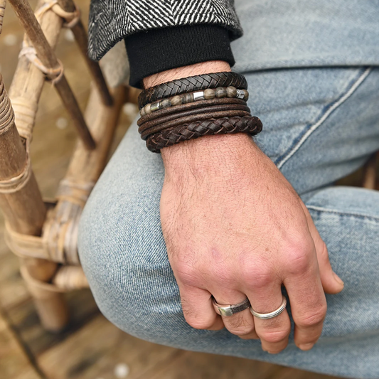 Qoss heren armband Bart bruin leer