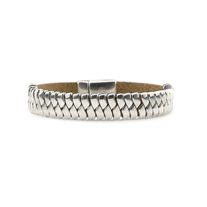 Qoss heren armband Geert bruin/zilver